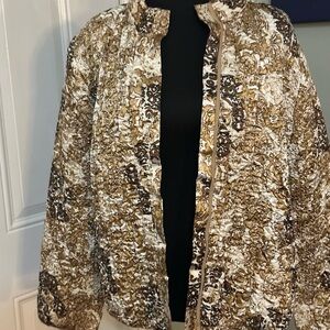Ruby Rd. Brown and White Patterned Puffer Jacket